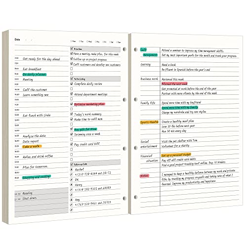 [EMSHOI Daily Planner Refill 8.5 X 11.5 80 Sheets 160 Pages Ring Binder Planner Inserts Thick Cream Color Refill Paper 100 GSM Loose Leaf Paper Refills with Gift Box]