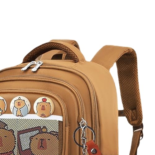 Cute Capybara Backpack - Kawaii Cartoon Backpack Capybara Mochila Daypack (S Brown)4