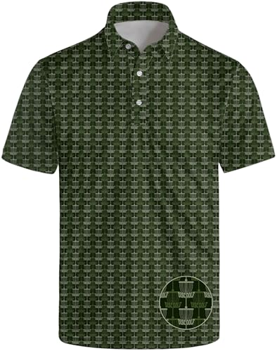 INZVKJLU Disc Golf Shirts for Men Disc Golf Gifts Polo Shirt Short Sleeve Quick-Dry Green Shirt
