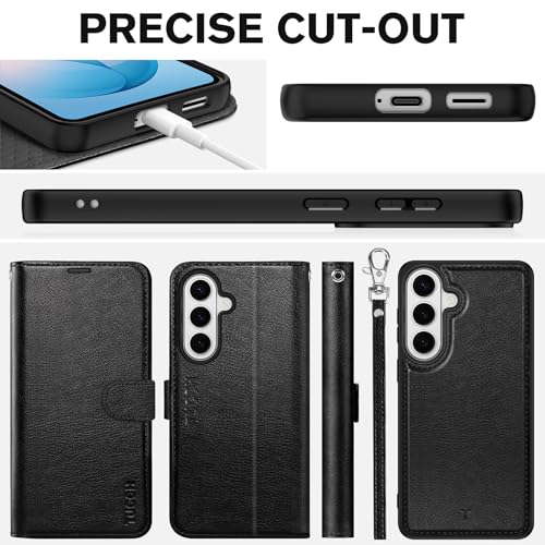 TUCCH Detachable Case Wallet for Galaxy S26+ Plus, Wrist Strap 4 Card Holders RFID Blocking, Wireless Charging Stand Magnetic PU Leather Shockproof Folio Cover for Galaxy S26 Plus 6.7", Textured Black by TUCCH - Used condition - Image 8