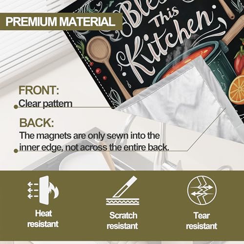 Image of Magnetic Dishwasher Cover,Bless This Kithcen Reusable Dishwasher Magnetic Cover Decorative Door Covers Panel for Home Kitcen 23 inch x 26 inch