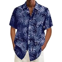 Men Hawaiian Shirts Short Sleeve Floral Shirt Button Down Beach Shirt Lightweight Summer Tropical Holiday Shirts Regular Fit Breathable Casual Tops Beach Party Wear Hawaiian Clothing Purple