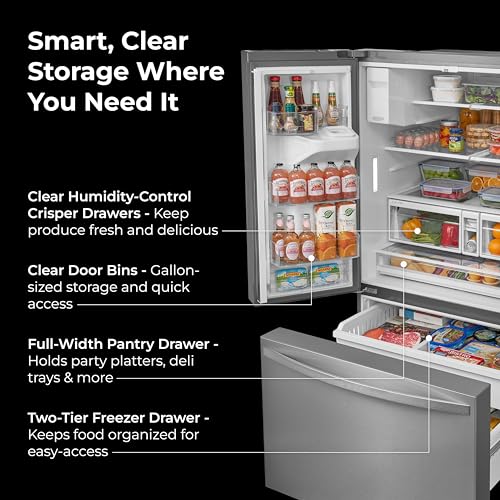 Kenmore 4675625 36" French Door Refrigerator with Freezer Accela Chill, Adjustable Shelving, Dual Evaporator, Energy Star Certified, 28.6 cu. ft. Capacity, Fingerprint Resistant Stainless Steel on Fridge.com