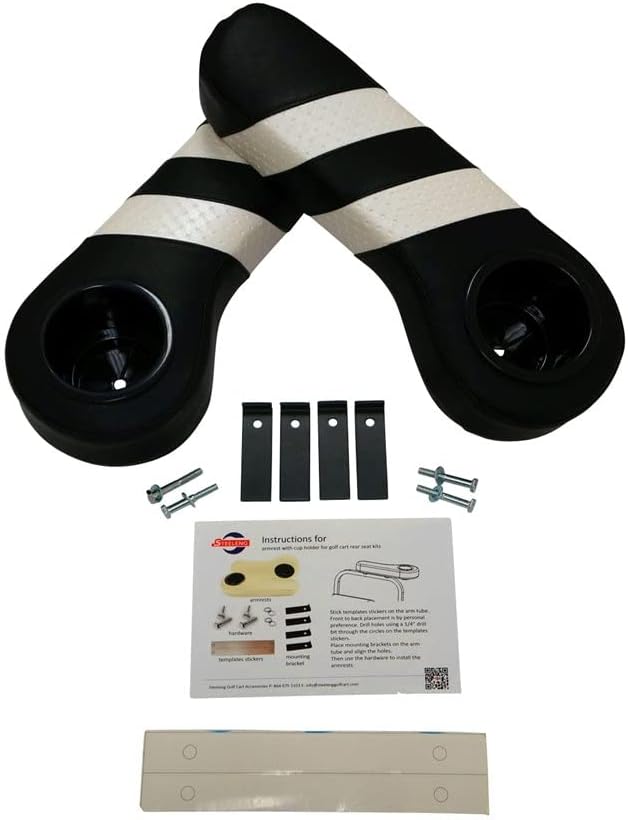 Hardcore Parts Golf Cart Rear Seat Armrest Cup Holder - Compatible with EZGO, Club Car, Yamaha, More