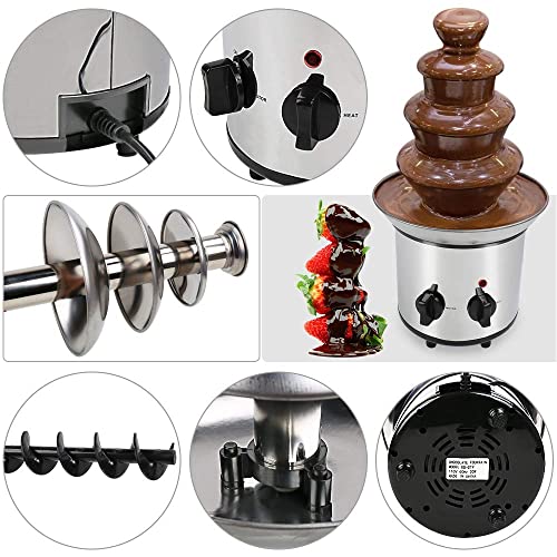 Pleasthome 4 Tiers Stainless Steel Chocolate Fondue Fountain,2-Pound Capacity, Easy To Assemble,Perfect For Chocolate, Nacho Cheese, Bbq Sauce, Ranch, Liqueurs #TOP6