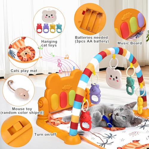 Mity rain Tapete de atividades para gatos, brinquedos interativos para gatos com brinquedos para pen