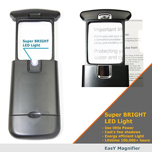 SmallMagnifyingGlass with LEDLight 3X LightedPocket EasY Magnifier