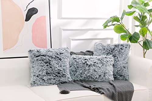 Image of Faux Fur Throw Pillow Covers for Couch Decorative Pillows 16x16 Inches