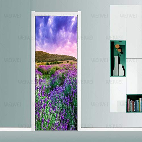 MJHG City Street Door Stickers Home Decoration Self-adhesive Wallpaper Waterproof Renovation Poster Wallpaper Decals 2 Pieces/set 77x200cm 19