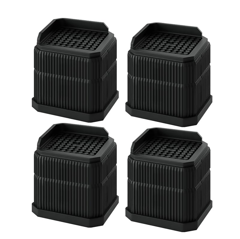 Eloslos 4 Pack Stackable Treadmill Incline Riser Blocks Height Lift for Leveling & Uphill Training Heavy Duty Support up to 4000 lbs for Gym and Home Use (Black 2 Layer(3nches))