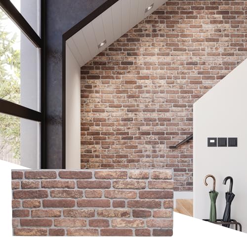 Wall!Supply 3D Wall Panels Faux Brick Brown Nuance Weathered Lightweight Foam (EPS) Wallpaper Alternative for Living Room Bedroom & Office Easy DIY Installation 4 Pack Covers 25.84 Sq Ft