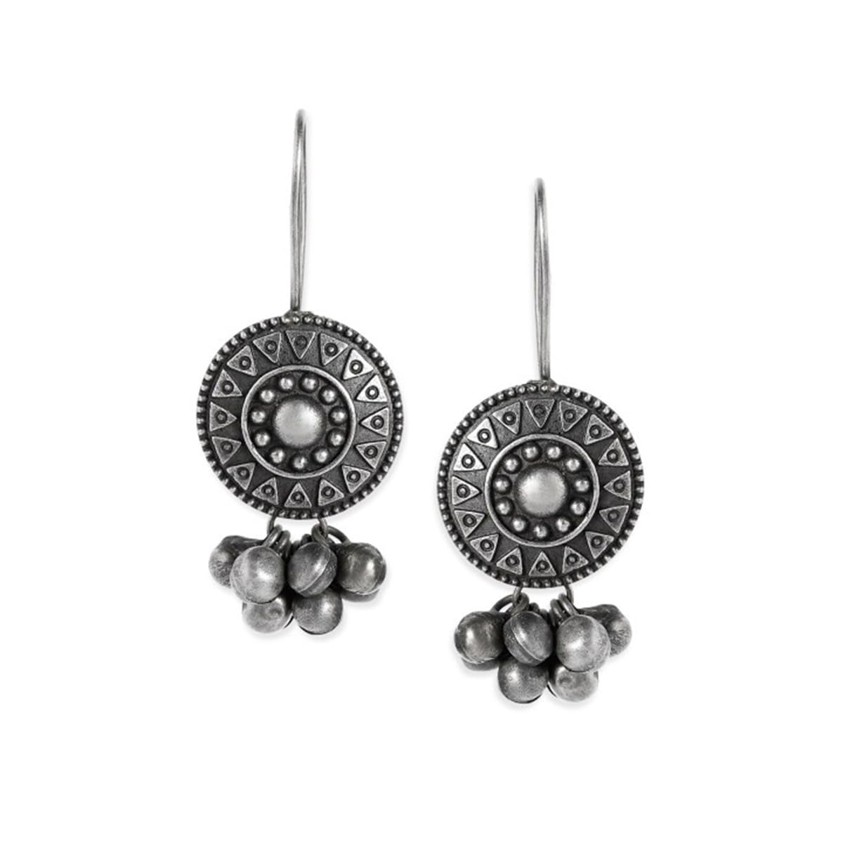 Women's Oxidised Silver-Plated Handcrafted Filligree Ghungroo Drop Earrings-image-31