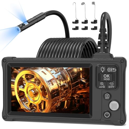 Endoskopkamera mit Licht, Ennovor 1920P HD Dual Lens Endoskopkamera, 5,0 Zoll IPS Endoskopkamera Handy, IP67 Wasserdichtes 8mm Endoskop Kamera mit 8+1 Einstellbaren LED Licht-5M