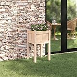 Homgoday Rechteckiger Holzblumenkasten 40x40x70cm für Garten und Terrasse - Kiefernholz - Natürliche braune Farbe Blumenk?sten, Blumenbeete Model8000828