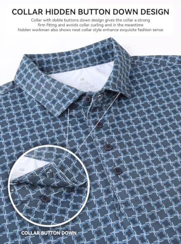 Image of Alex Vando Mens Golf Shirts Short Sleeve Breeze Quick-Dry Print Polo Shirt