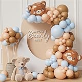 Bear Balloon Garland Arch Kit 121pcs Brown and Blue Balloons with Bear Foil Balloons for We Can Bearly Waits Theme Baby Shower Birthday Party Decorations