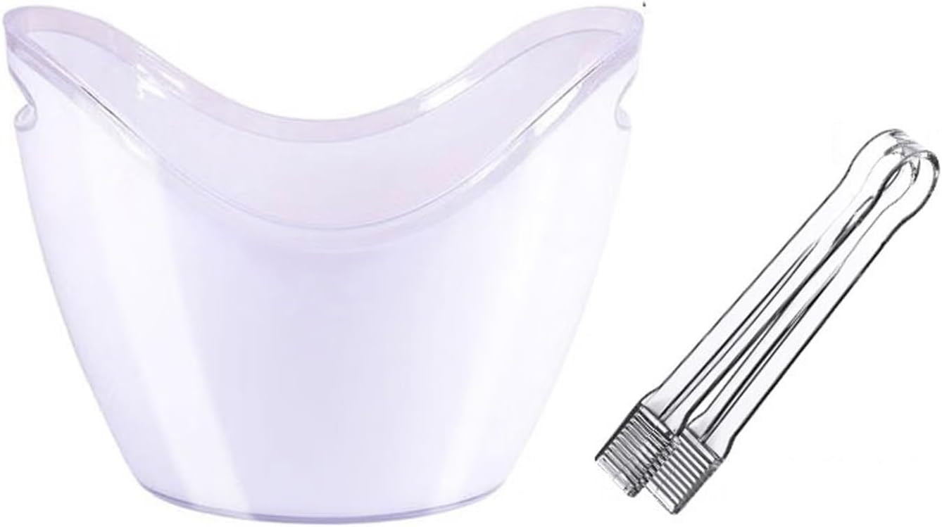 8L Acrylic Champagne Ice Bucket with Ice Tongs - Large Capacity Wine Chiller for Parties & Events(Blue)