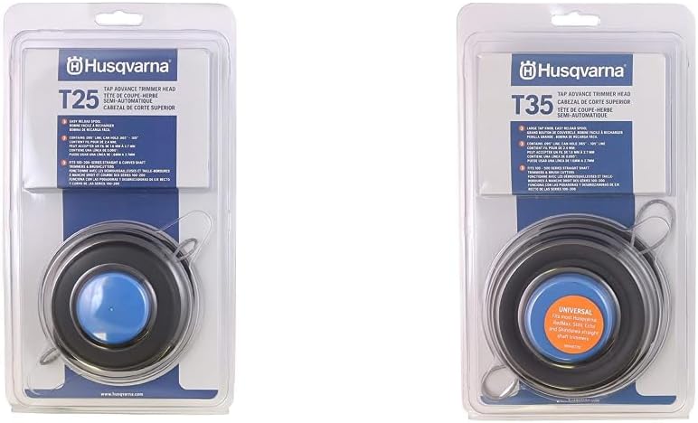 Husqvarna T25 Tap Advance String Trimmer Head and T35 Professional Tap Advance Universal Trimmer Head Bundle