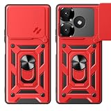 MQERYBV Etui na telefon komórkowy Xiaomi Redmi 13 z 1 sztuką folii pancernej, obracane o 360 stopni, metalowy pierścień, ochrona przed upadkiem, etui ochronne, czerwone