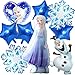Elsa Lot de 9 décorations d'anniversaire congelées, ballons à l'hélium pour filles, femmes, anniversaire, fête prénatale, arrière-plan