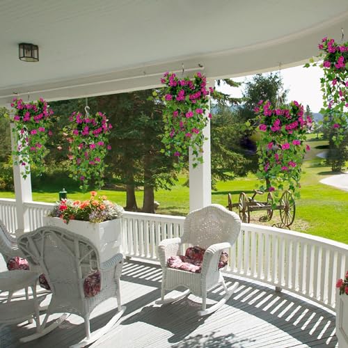 Flores de enredadera artificiales para jardín y porche, campanillas de 99 cm en pack de 2 4