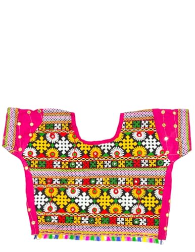 Image of BookMyCostume Lehenga Choli for Girls with Dandiya Set | Pink Kids Garba Costume for Navratri | Kids Lehenga for Girls with Dupatta & Dandiya Sticks | Traditional Garba Nights Outfit | 12-16 Years