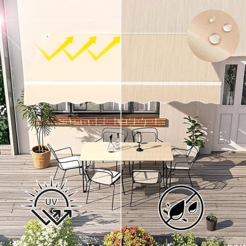 Lona de poliéster para exteriores y recambio de toldo retráctil en terrazas y jardines 4