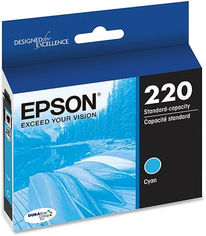 Genuine OEM Cyan Ultra Ink Cartridge Epson 220 WorkForce DuraBrite WF-2630WF WF-2650 WF-2660 - T220220 - Yield 165 pages