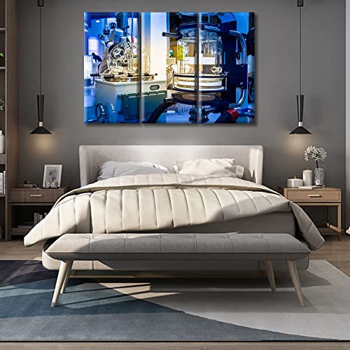 Image of TUMOVO Home Decor Clinical Laboratory Poster Canvas Paintings Wall Art 3 Pieces Laboratory Research Concept Bedroom Decor Wall Art Medical Canvas Wall Art Framed Ready to Hang, 60 inch Wx40 H