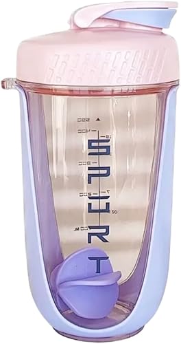 Protein Shaker Bottle Pink de 20 onzas Pre-entrenamiento Vaso para batidos de proteínas Plástico sin BPA Mango de cuerda Apto para lavavajillas