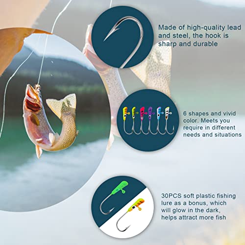 KINBOM 30 Stück Angelhaken, Kohlenstoffstahl Angelköder Jigs Lebensecht Crappie Panfish Zander Jighead Angelhaken… – Bild 5
