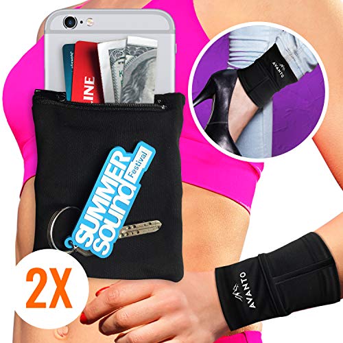 AVANTO Ninja Wrist Wallet 2-Pack, Ankle Wallet, iPhone Holder for Running, Phone Armband
