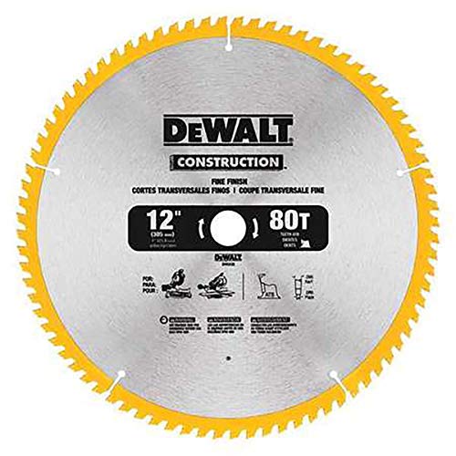 DEWALT 12-Inch Miter Saw Blade, ATB, Thin Kerf, Crosscutting, 1-Inch Arbor, 80-Tooth (DW3128) ,...