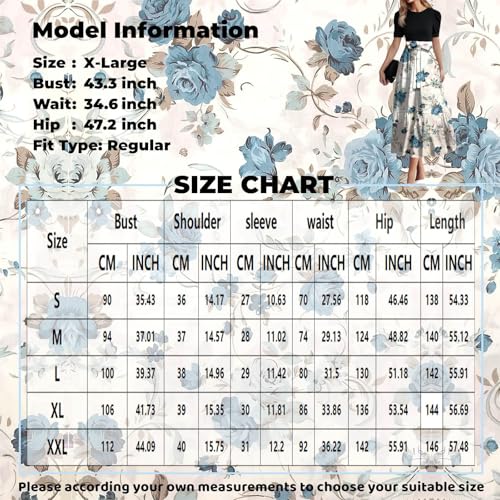 Summer Maxi Dresses for Women Short Sleeve Casual Trendy Smocked Flowy A Line Elegant Formal Floral Slim Long Dress3