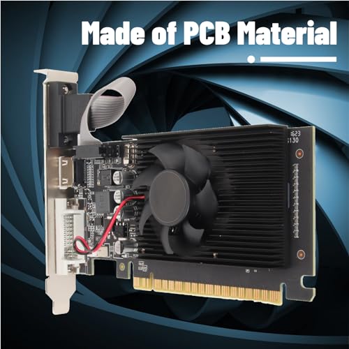 Bewinner Scheda Grafica GT610, 2 GB, DDR3, 64 Bit, Scheda Video Desktop HDMI DVI VGA, Schede Grafiche per Computer PCI Express X16 per GPU di Gioco per Computer Desktop