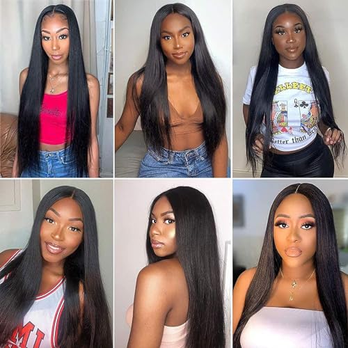 Image of 4x4 Lace Front Wigs Human Hair Pre Plucked 150% Density Straight Glueless Lace Frontal Wigs Human Hair for Black Women 4x4 Brazilian Virgin HD Lace Closure Human Hair Wigs with Baby Hair(26 Inch)