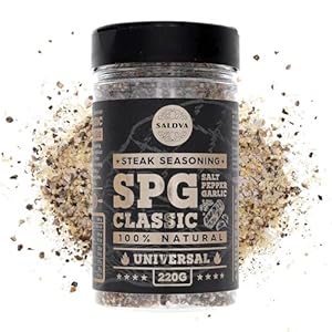 SPG Classic Steak Gewürzmischung – Premium Salz‑, Pfeffer‑ & Knoblauchgewürz – Für unwiderstehliche Steaks – Großes Glas (220 g)