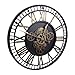 Stbvuxk 24 Inch Large Digital Wall Clock with Real Moving Gears-Round Silent Vintage Industrial Metal Farmhouse Clock for Bedroom, Battery Operated, Roman Numeral, Golden