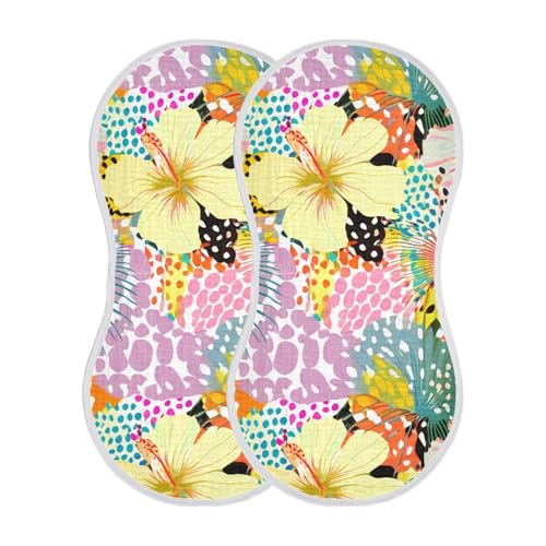 Hibiscus Dots Lively Burp Cloths for Babies Burp Rag Cotton Spit Up Rag for Babies Newborn