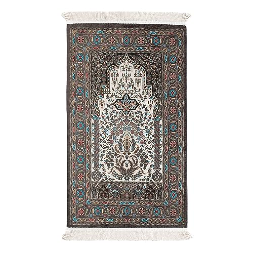 Alfombra de oración musulmana tejida tradicional turca, cómoda, plegable y portátil, alfombrilla de oración islámica para hombres y mujeres, algodón suave y forro de lujo, alfombras otomanas de