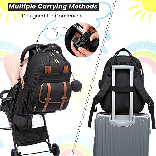 Lovevook Diaper Bag Backpack, Unisex All-In-One Baby Bag For Men Women, Water-Resistant Large Travel Diaper Bag For Baby With Changing Pad, Stroller Straps & Insulated Pockets, Black #TOP5