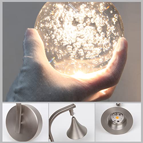 Image of Wall Sconce Indoor, LED Modern Crystal Wall Sconces, Bubble Sconce Wall Lighting for Bedroom Dining Room Living Room Hallway Vanity Bathroom, Nickel