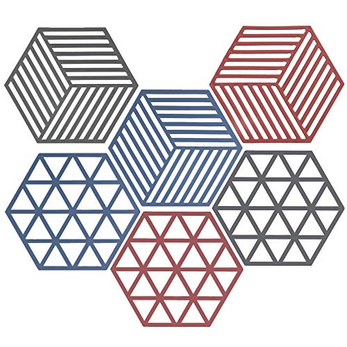 6Pcs Silicone Table Mat Trivet Mats Non Slip Pot Holders Placemat Cup Insulation Mat for Bowl Dishes Home Kitchen Restaurant