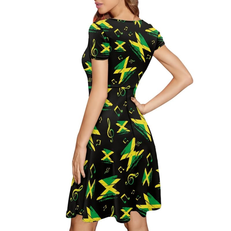 Image of Irisjudy T Shirt Dress for Women Short Sleeve Girls Short Sleeve Dress Plus Size, O Neck Knee Length Midi Dress for Ladies