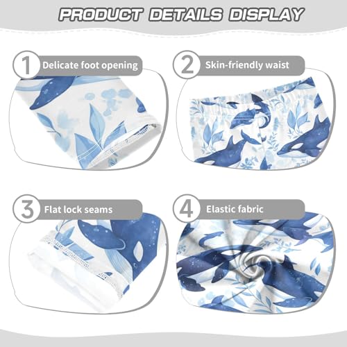 Killer Whale on Blue Girls Leggings Stretchy High Waisted Pants Running3