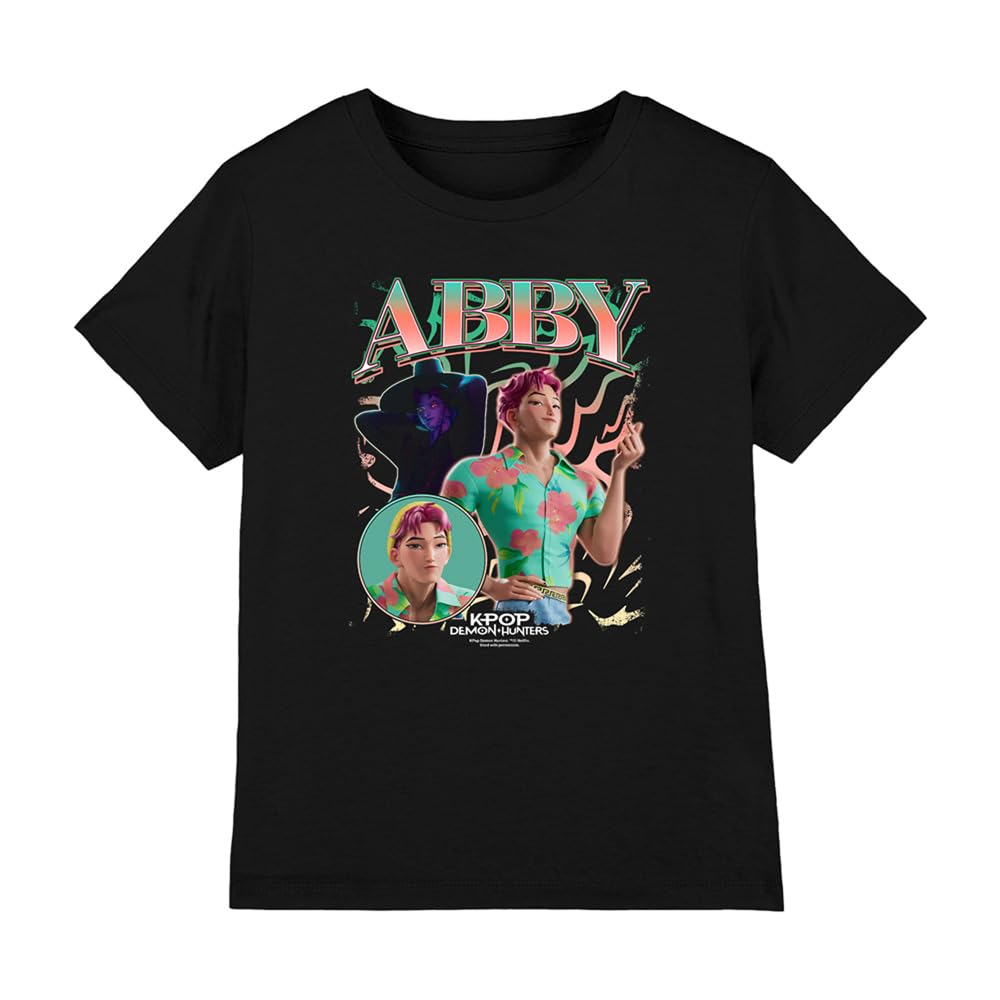 Kpop Demon Hunters Saja Boys Abby Homage Kids T Shirt, Black, 7-8Y