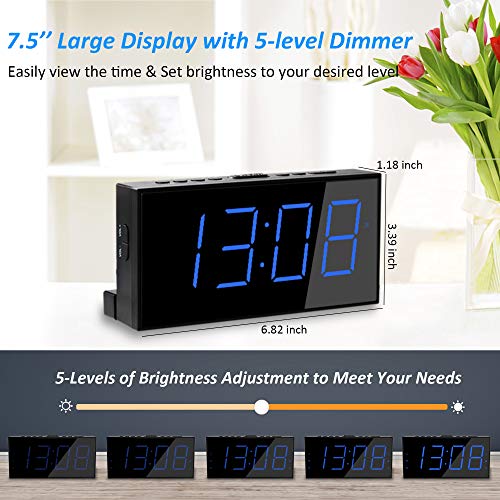 Super Loud Alarm Clock With Bed Shaker, Vibrating Alarm Clock For Heavy Sleepers Hearing Impaired Deaf Teens, Dual Alarm Clock With 7.5’’ Large Display, Usb Charger, Dimmer, Snooze & Battery Backup #TOP3