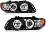 For 2000-2003 BMW X5 E53 LED Halo Ring Black Projector Headlight Headlamp Assembly, Driver & Passenger Side