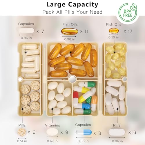 Image of FYY Travel Pill Organizer, Small Pill Box Medicine Case-2pcs Beige