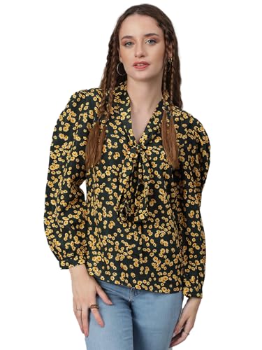 Image of KOTTY Womens Satin Full Sleeves Solid Regular Fit Top